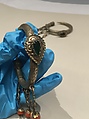 Ear Ornament (Tikhrazin), One of a Pair, Silver, green glass, coral